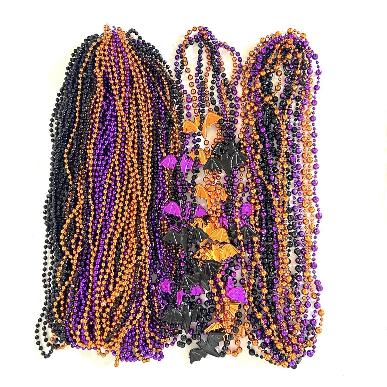 YSPPF 102 Pcs with 5 Styles Halloween Themed Set Beads Necklaces Orange Black Purple White Halloween Pirate Festival Bead Necklaces Party Supplies