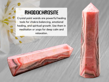 Amazing Gemstone Rhodochrosite Crystal Towers ~ Natural Healing Crystal Point Obelisk for Reiki Healing and Crystal Grid (3" to 4" INCH)