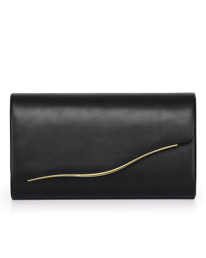 Labair Women Evening Bag Vegan Leather Envelope Clutch Purses Handbags for Wedding Party Formal. (Black)