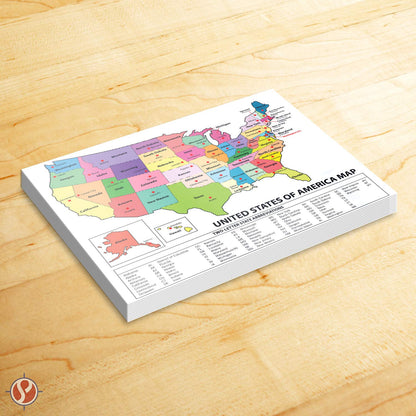 United States Map - USA Poster, US Educational Map - With State Capital - for Ages Kids to Adults- Home School Office - Printed on 12pt. Glossy Card Stock | Bulk Pack of 10 | 8.5 x 11 Inches