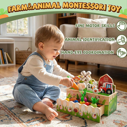 Montessori Toys for 1-3 Year Old | Wooden Animal Farm Toddler Toys | Shape Sorting Educational Learning Fine Motor Skills | 1st First Birthday Gifts Easter for Girl&Boy