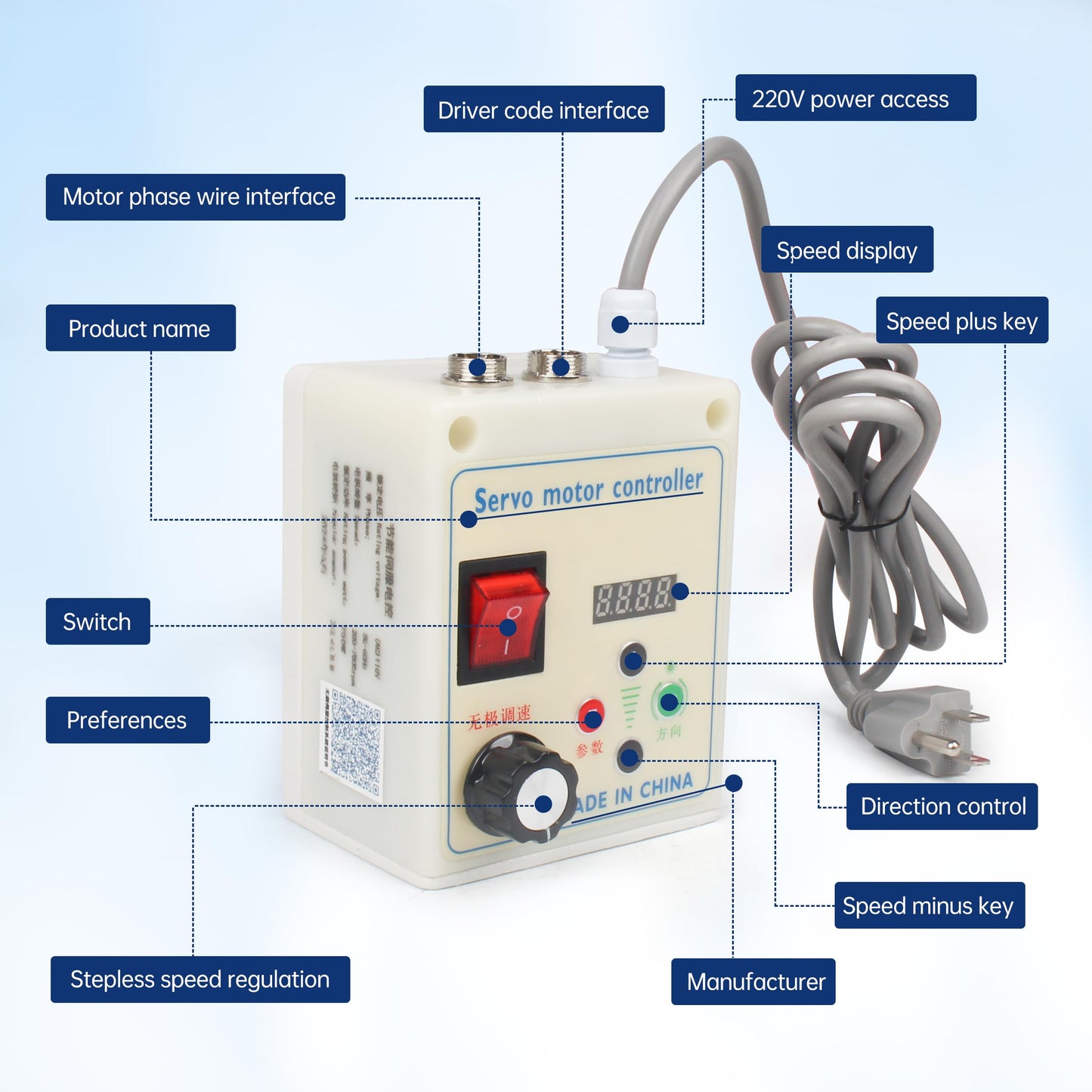 RATTMMOTOR 750W Permanent Magnet Brushless Servo Motor Max Speed 6500rpm/min with Servo Motor Speed Controller for Woodworking Machine/Lathe/Drilling and Tapping Machine/Reducer/Belt Sander (110V)