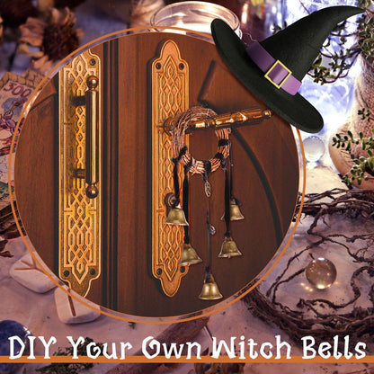 62 Pcs Witch Bells DIY Kit for Door Knob for Protection Witch Bell Witchy Decor Hanging Witchcraft Decorations Witches Wind Chimes Decor