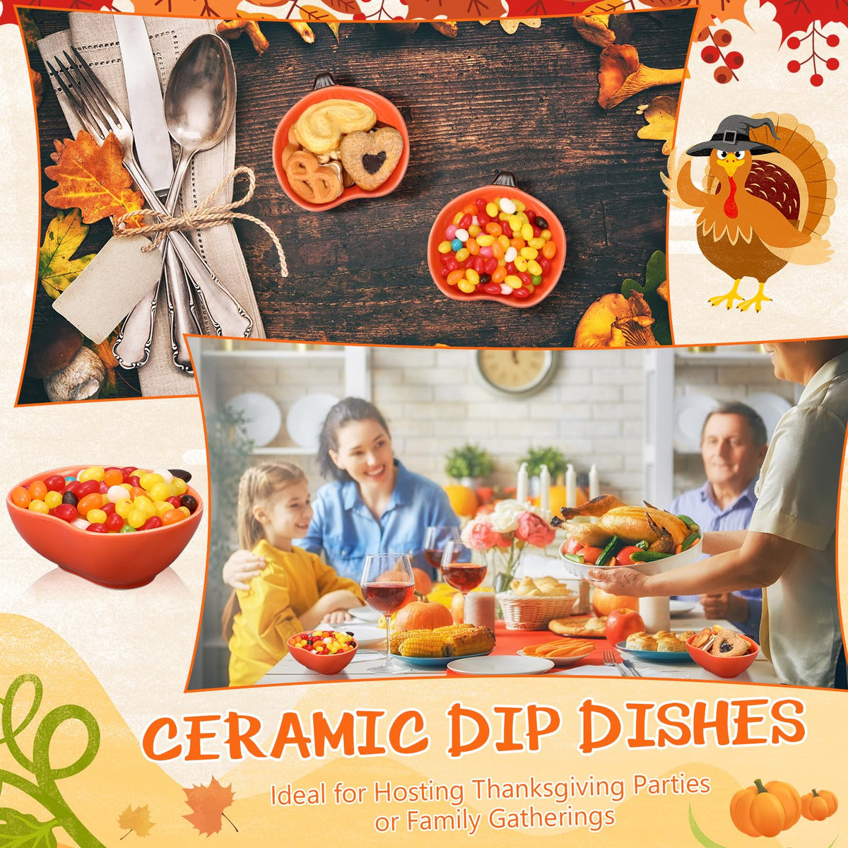 10 Pcs Fall Ramekins 6 oz Oven Safe Pumpkin Ceramic Ramekins Small Creme Dishes Dipping Pumpkins Baking Dish Thanksgiving Pumpkin Shaped Bowl Plates for Kitchen Party Snack Serving Dip Sauce Condiments