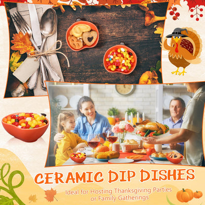 8 Pcs Fall Ramekins 6 oz Oven Safe Pumpkin Ceramic Ramekins Small Creme Dishes Dipping Pumpkins Baking Dish Thanksgiving Pumpkin Shaped Bowl Plates for Kitchen Party Snack Serving Dip Sauce Condiments