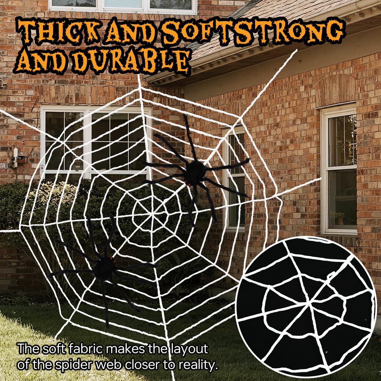 FathiSooc Spider Webs Halloween Decorations Outdoor, 16.5ft 12 Coils White Fake Spider Web, Scary Haunted House Outdoor Wall Decor for Halloween Party Hanging Decorations (16.5ft 12 Coils-White)