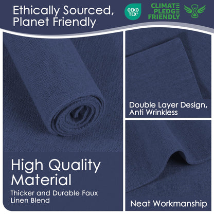 MANSPHIL Navy Blue Cloth Placemats Set of 4 Cotton Washable Thick Faux Linen Table Place Mats Heat Resistant Double Layer Fabric Wrinkle Free Dining Kitchen Table Decor - 13x19 Inch Oeko Tex Placemat