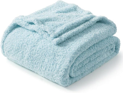 Exclusivo Mezcla Fleece Bed Blankets Queen Size, Ultra Soft, Lightweight and Fuzzy Stone Blue Blanket for Women, Home Decor, 90x90 Inches