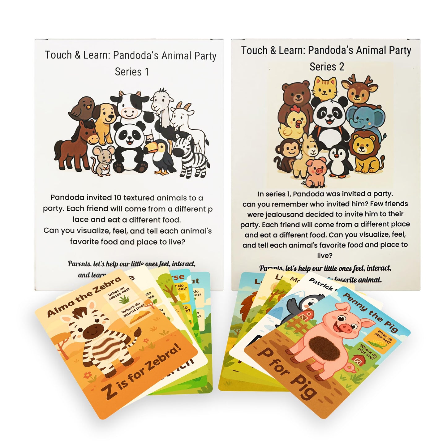 Touch & Feel Textured Animal Flashcards – Montessori Sensory Cards with Embossed Letters for Toddlers | Speech Development, Visual Learning, Travel and Autism-Friendly Play & Party Favors (Series 2)