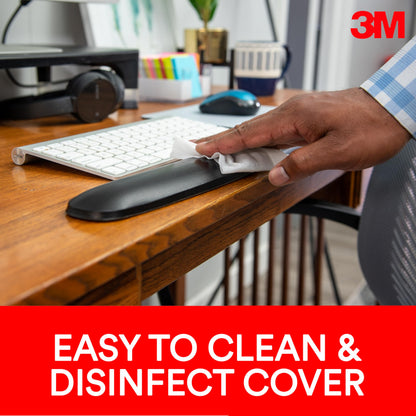 3M Gel Wrist Rest, Black Leatherette, 18 Inch Length, Antimicrobial Product Protection (WR309LE)