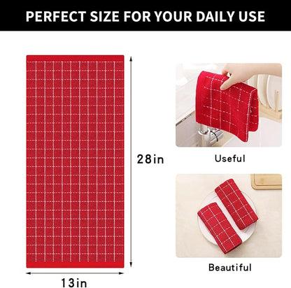 Homaxy 100% Cotton Terry Kitchen Towels, Checkered Designed, Soft and Super