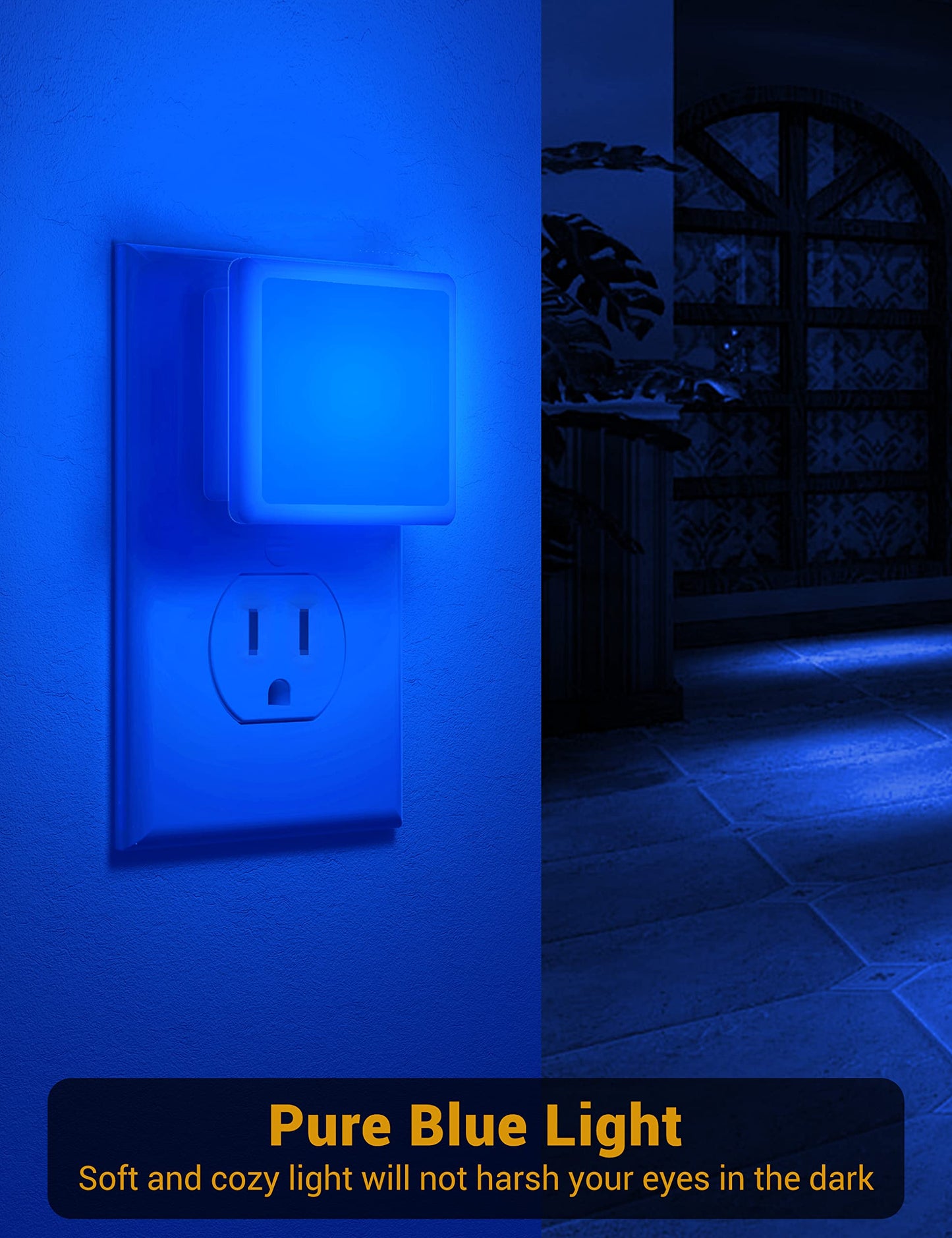 JandCase Night Lights Plug into Wall 2 Pack, Plug in Night Light with Dusk-to-Dawn Light Sensor, 3000K Soft White 0.3W, LED Nightlight for Bathroom, Adult, Hallway