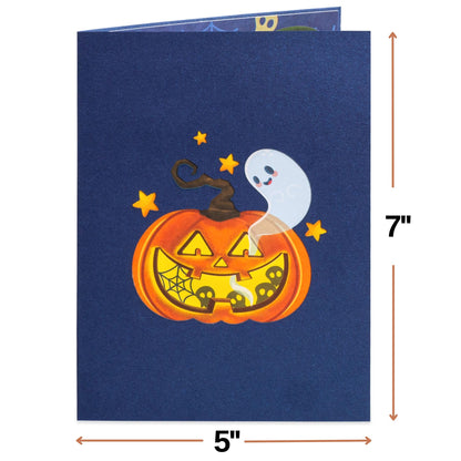 Paper Love Halloween Card | 3D Pop-Up Halloween Pumpkin Greeting Card for Kids, Friends, or Family | 5" x 7" w/Envelope & Note Tag