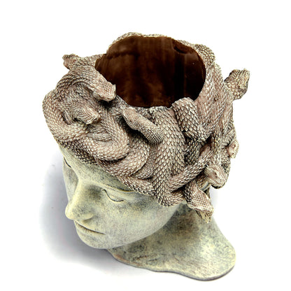 Medusa Head Planter Large Stone Face Planter Pot Garden Statue Outdoor Flower Pot Waterproof Sculpture Greek Mythology Garden Decor Handmade Art Sculpture Unique Gift for Patio Yard Lawn Home Decor