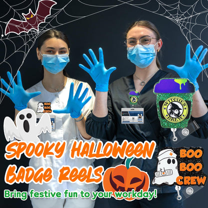 Namifin 24PCS Halloween Badge Reels with Alligator Clip Funny Retractable Spooky Holiday Badge Holders Nurse Gifts Accessories Gifts for Friends, Co-Workers