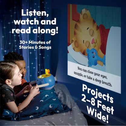 LUNA STORYTIME Kids Book Projector – 5 Daniel Tiger & 5 Classic Read-Aloud Stories, 10 Songs & Night Light & Soothing Dream Music | Children Ages 3+ Storytime Projector | Toys, Owl & Daniel Tiger