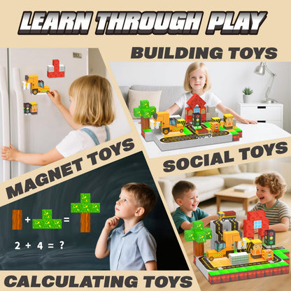 138PCS Magnetic Blocks - Magnetic Building Blocks Magnet Block Cubes Construction Set, STEM Montessori Sensory Stacking Toys for Kids Boys Girls Ages 3 4 5 6 7 8-12 Holiday Christmas Birthday Gifts