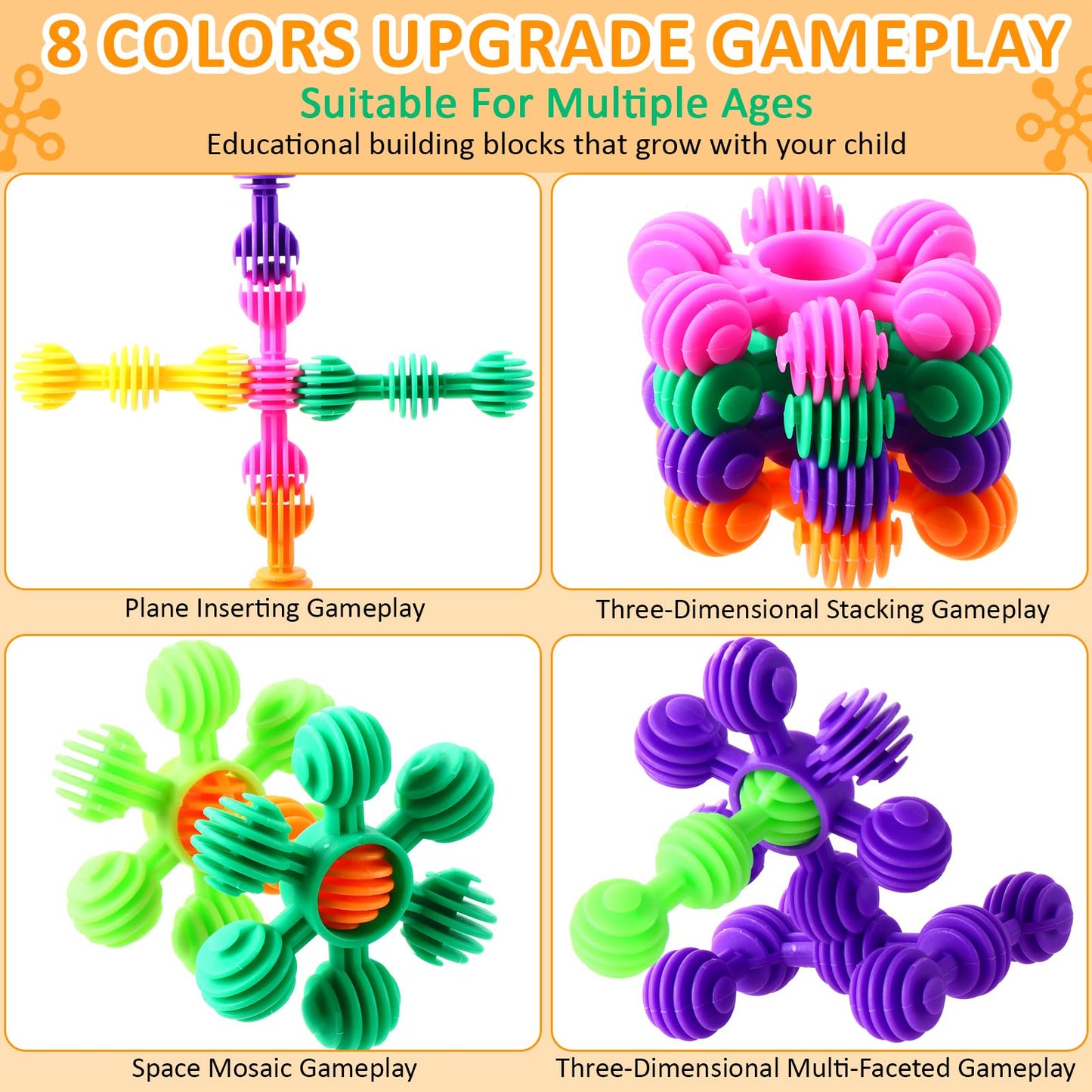 Halloscume 230 Pcs Kids Star Stem Building Toys Building Blocks Plastic Connectors Stem Toys with Storage Box for Kindergarten Preschool Classroom Games Sets for Boys and Girls Aged 3 Years Old and Up