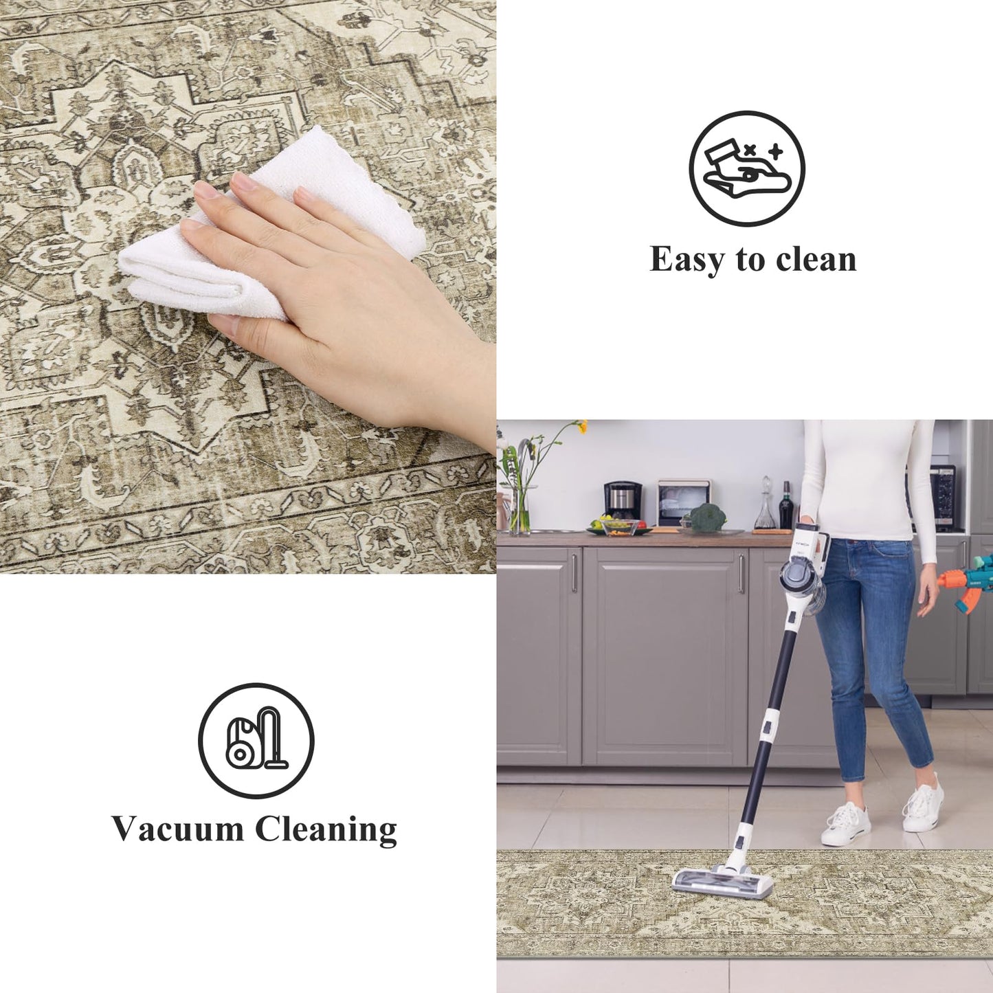 MJIAHOMDEC Cushioned Kitchen Rug Sets 3 Piece Anti Fatigue Mats for Floor Non Slip Waterproof Comfort Standing Mat Runner for Home Office, Sink, Laundry