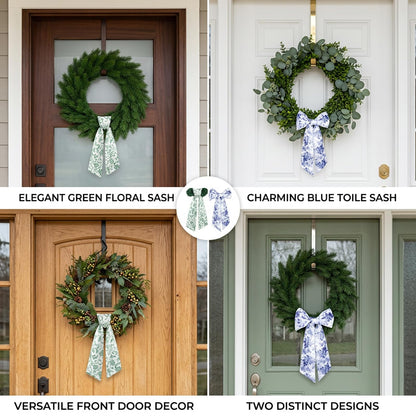 Wreath Sash for Front Door, Set of 2 Door Hangers, Decorative Home Accents for Seasonal Display, Crafted from Durable Materials for Long-Lasting Use