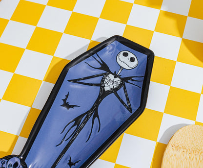 Silver Buffalo Disney Tim Burton's The Nightmare Before Christmas Featuring Jack Skellington Pumpkin King Coffin Shaped Sculpted Ceramic Spoon Rest