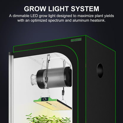MELONFARM Grow Tent Complete Setup, 100W Full Spectrum LED Grow Light & 34"x34"x72"Grow Tent Bundle, 4" Efficient Airflow Ventilation System with Soundproof Duct Connector