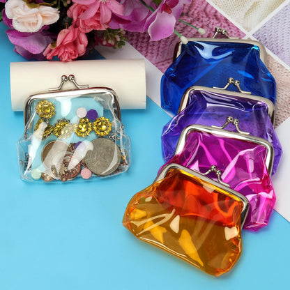 Glarks 5pcs 100x80mm Transparent Change Purse, 5 Colors Clear Coin Purse, Lock Clear Change Pouch, Waterproof PVC Jelly Wallets for Carrying Your Change Cards, Earphone, Keys