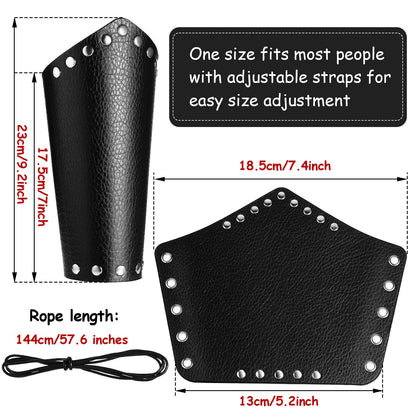 2 Pieces Unisex Faux Leather Gauntlet Wristband Arm Guards Viking Wrist Guard Medieval Knight Bracers for Steampunk Cosplay Party Accessories (Black)