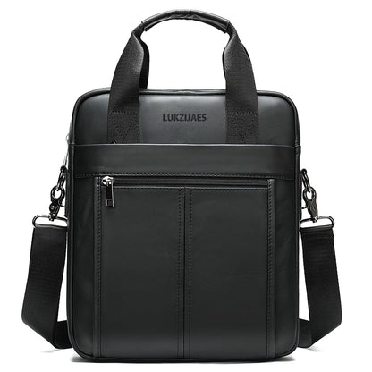 LUKZIJAES Genuine Leather Shoulder Messenger Bag for Men Adjustable Shoulders Sling Crossbody Bags for Travel Work Business Handbag (3#-Black)