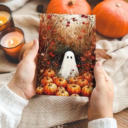 JarThenaAMCS 36 Pack Halloween Cards Ghost Pumpkin Maple Leaves Greeting Cards with Envelopes Stickers Glue Stick Blank Note Card for Party Invitations, 4 x 6 Inch