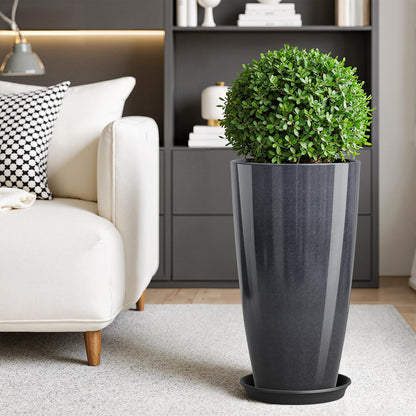 QCQHDU 21 inch Tall Planters for Outdoor & Indoor Plants, 2 Pack Sturdy Plant-Flower-Tree Pots for Front Porch Patio Deck Living Room Decor
