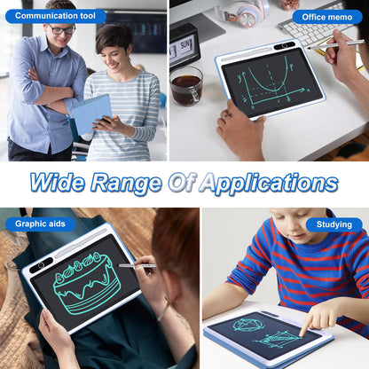 10 Inch LCD Writing Tablet with PU Protective Cover Electronic Writing Notebook Erasable Drawing Pad for Taking Notes Drafting Leaving Message (Blue)