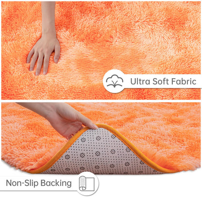 Goideal Fluffy Rug for Bedroom Living Room, 4x6 Orange Area Rugs, Faux Fur Shag Modern Carpet Ultra Soft Girls Boys Room Home Decor, Tie-Dyed