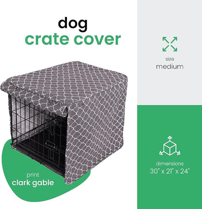 Molly Mutt Clark Gable Dog Crate Cover, 100% Cotton Canvas Cover with 2 Roll-Up Panels, Ideal for Dog or Cat Crate, Durable, Washable, and Free of Harmful Chemicals, 30" x 21" x 24"