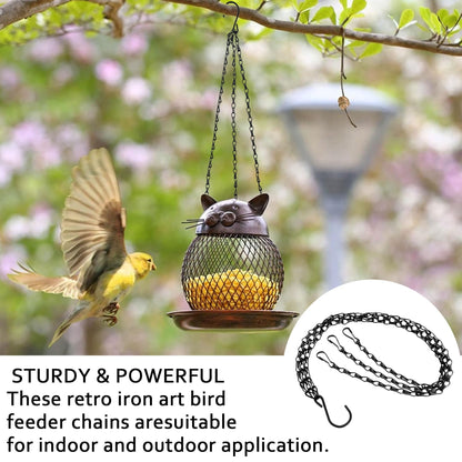 XXFBJNMD 8 Pcs Hanging Chain 17.7 Inches Black Hanging Plant Chain and Hooks 3-Point Basket Replacement Chain for Planters, Bird Feeders, Lantern, Lamp
