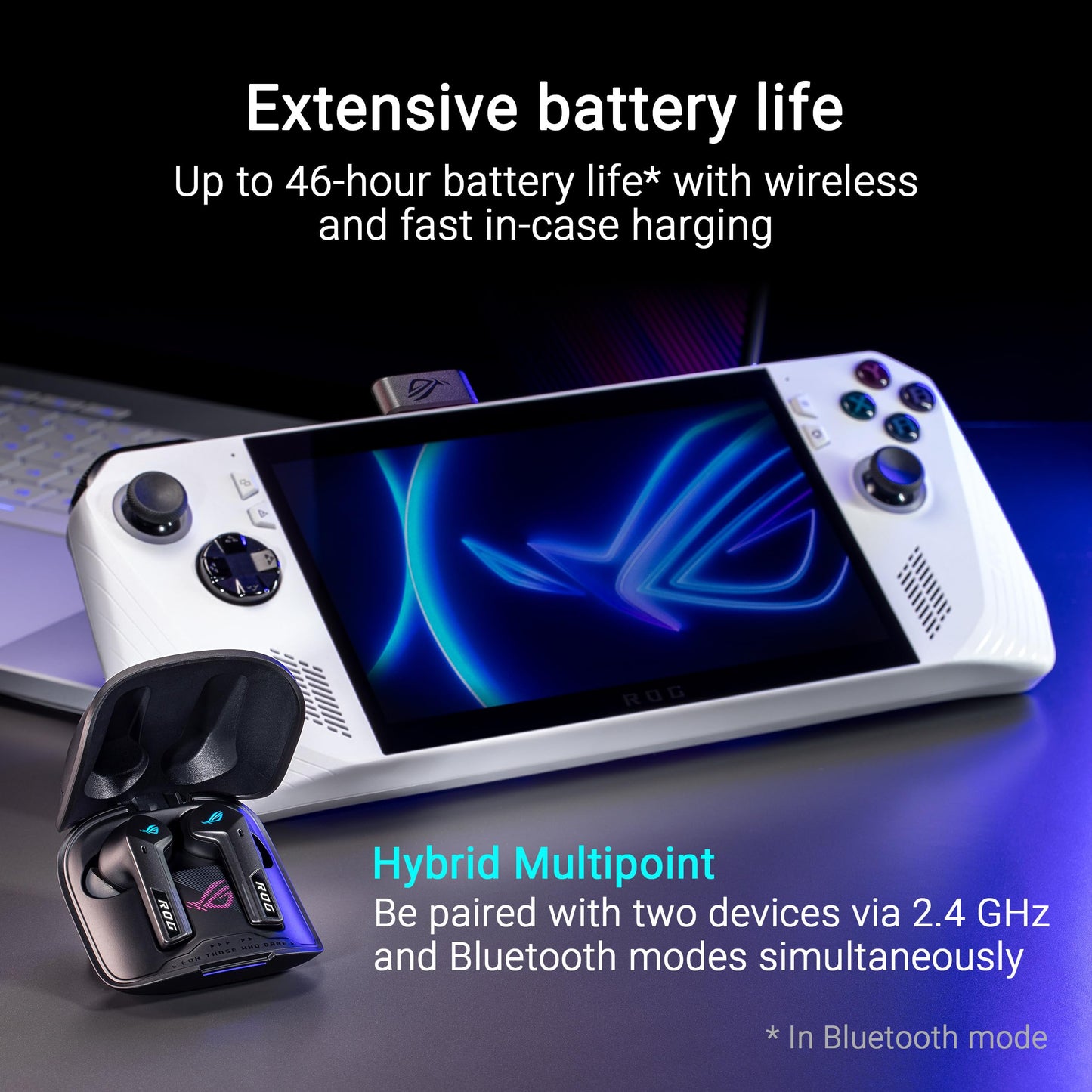ASUS ROG Cetra True Wireless SpeedNova Gaming Earbuds – Dual-Mode (BT, 2.4GHz), Dirac Opteo, Bone-Conduction AI Mic, Adaptive ANC, 46Hr Battery, for PC, PS5, PS4, Switch, Mobile, ROG Ally/X - Black