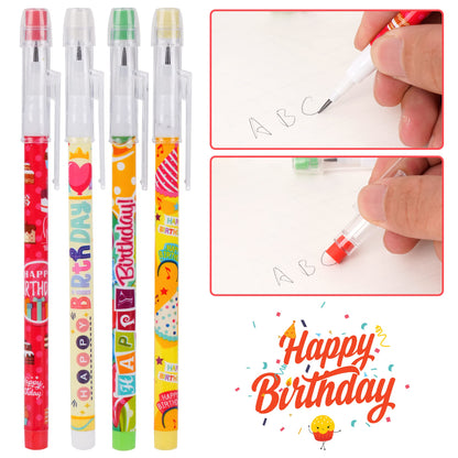 Kolewo4ever 48pcs HB Birthday Pencils Kawaii Cute Multipoint Pencil Push Translucent Non Sharpening Stackable Pencils Pop Up Plastic Pencil for Classroom Rewards Carnival Prizes