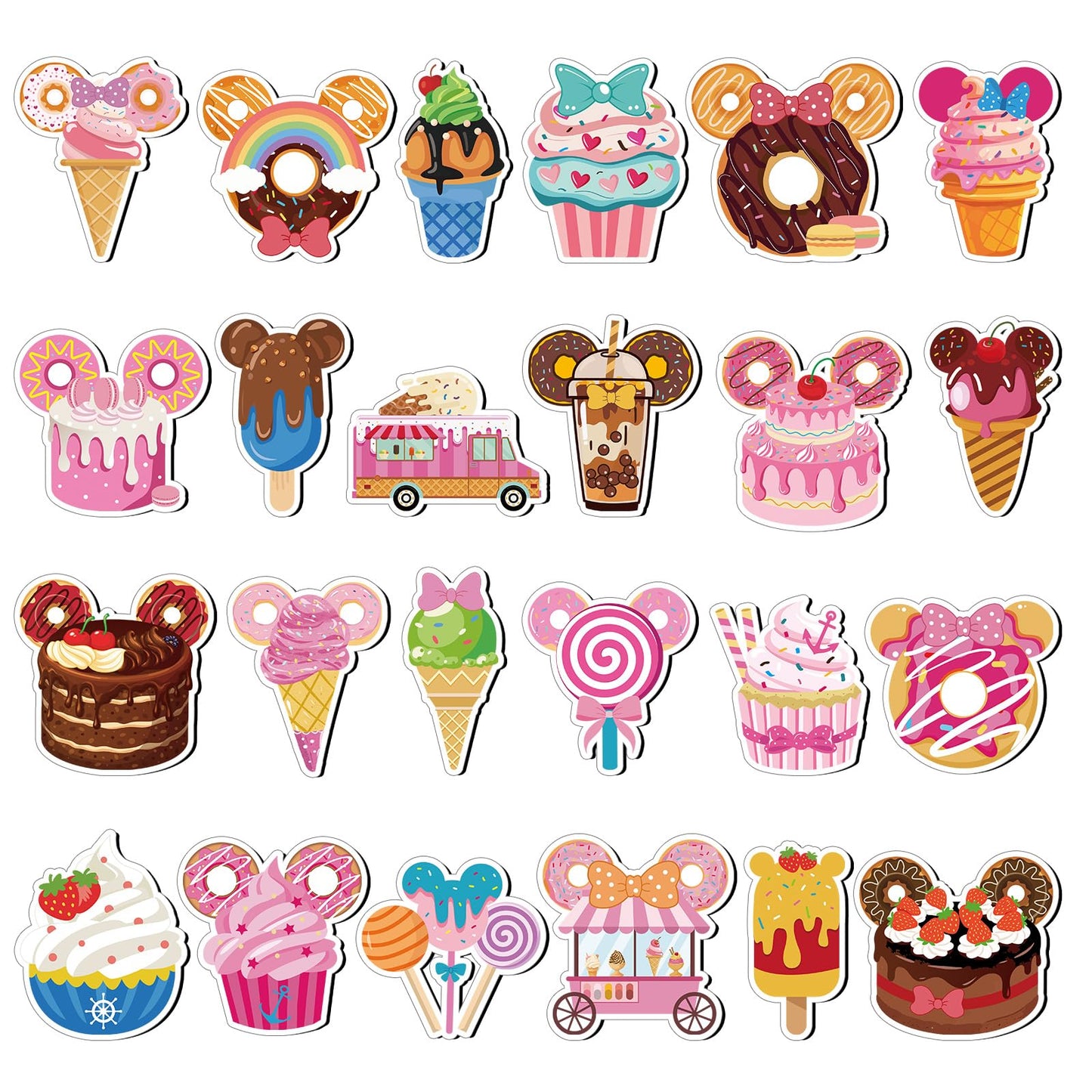 24Pcs Ice Cream Mouse Cruise Door Magnets Cute Mouse Ice Cream Ship Cabin Magnetic Stickers Cake Stateroom Accessories for Carnival Summer Party Refrigerator Car Decor