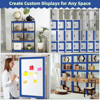 30 Pcs Magnetic Borders for Classroom Whiteboard - Royal Blue Magnetic Bulletin Board Border Set - Scalloped Chalkboard Border Strips for Teachers, Parents, DIY Home,School & Office Decoration