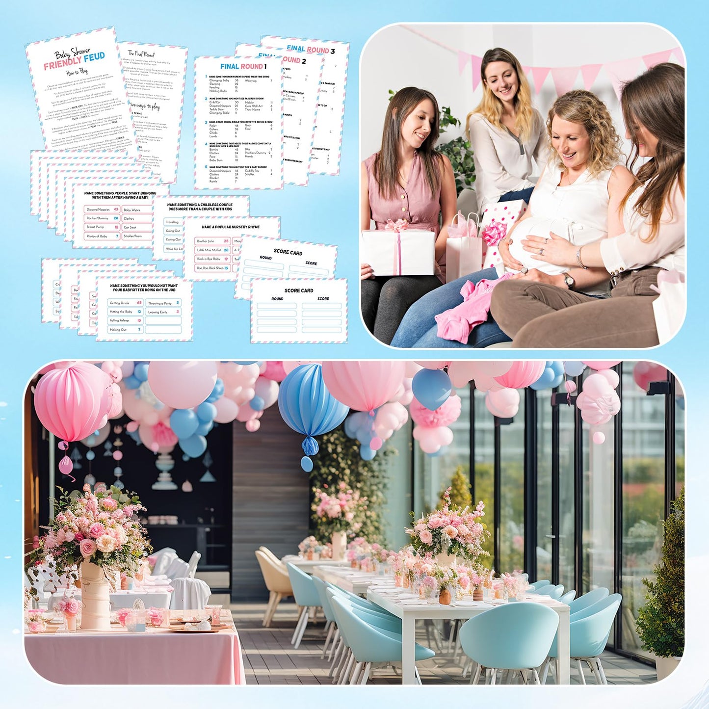 Humyoun Baby Shower Friendly Feud Game with 2 Answer Buzzers, Feud Card for Family Game Night Fun Trivia Quiz for Party Office Class Groups Team Building