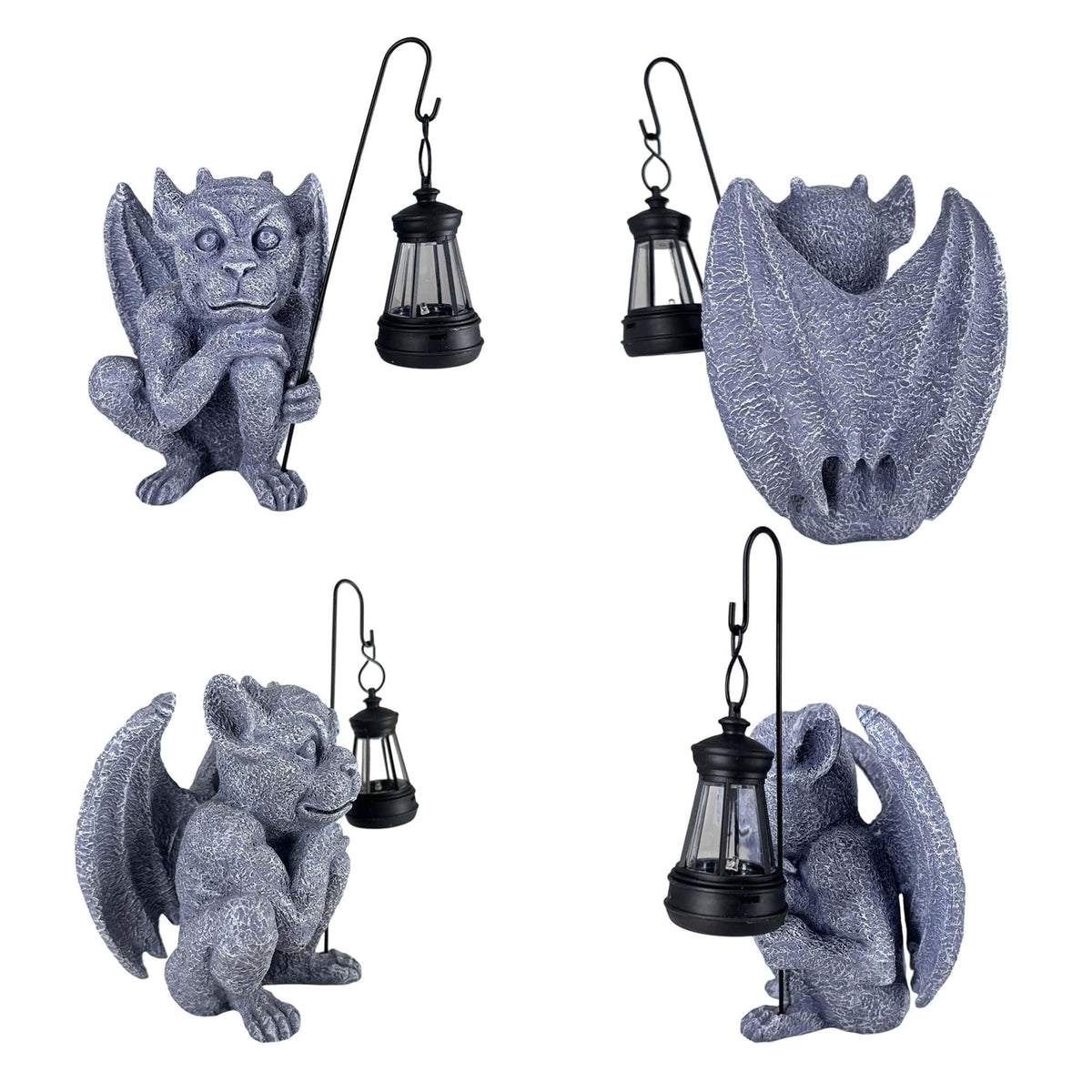 memeyou Gargoyle Statues Outdoor with Solar Lantern Gothic Garden Lamp Decor Outside Dragon Winged Gargoyle for Porch Patio Lawn Yard Ornament Trolls Figurine Gifts for Women Mom Grandma