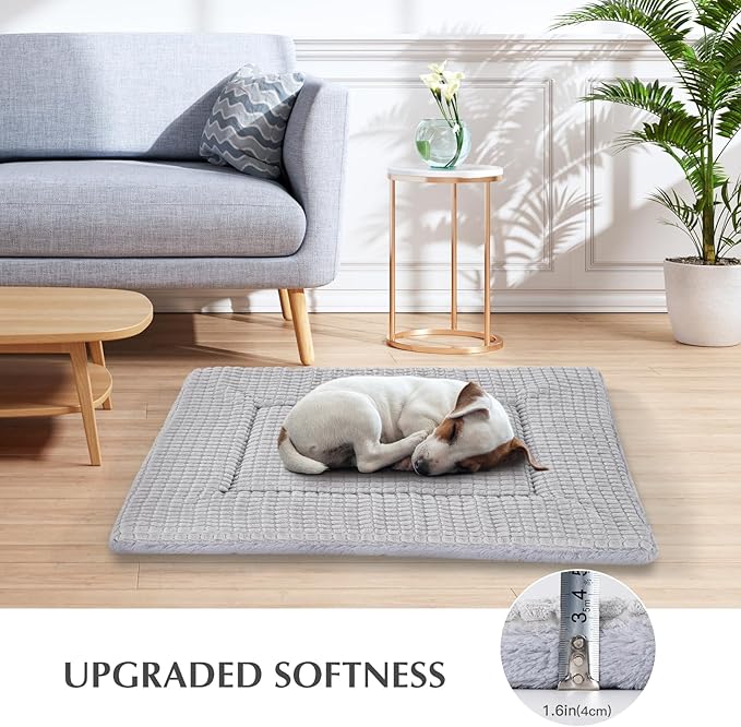 BVAGSS Dog Bed Mat,Reversible Crate Pad, Memory Foam Beds, Soft Warm Pet Cushion for Small Medium Dogs, Washable Pet Sleeping Mattress Kennel Bed Pad XH079 (36''x23''x1.6'',Grey)