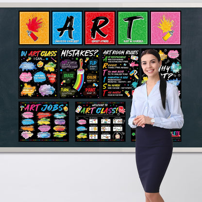 12 Pcs Creative Art Posters Inspirational Quotes Bulletin Board Art Teacher Wall Prints Artist Classroom Rules Educational Wall Decor for Back to School Learning Space Studio Library Teacher Supplies