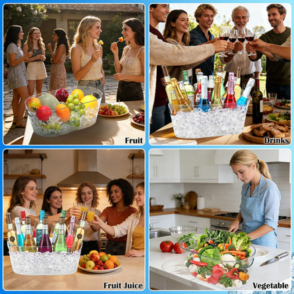Ice Buckets for Parties 2 Packs, 15L Large Ice Bucket with 2 Scoops, Clear Acrylic Plastic Tub for Home Office Fridge Storage, Supplies for Champagne, Beer, Cocktail on Mimosa Bar Drinks and Parties