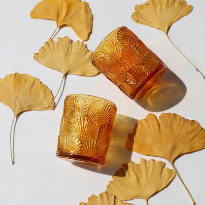 Woho 12Pcs Amber Votive Candle Holders, Glass Amber Candle Holder for Fall Wedding, Boho Tea Lights Candle Holder for Halloween Thanksgiving Centerpieces Table Decoration