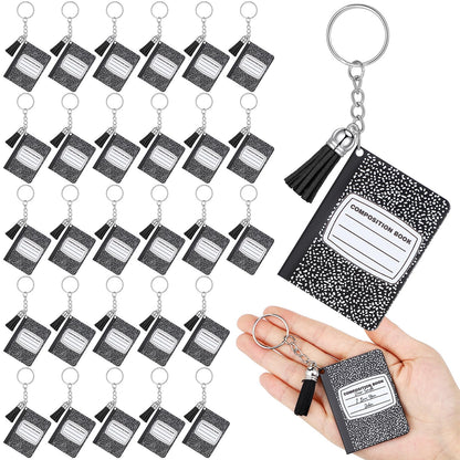 Sureio 30 Pcs Back to School Teacher Appreciation Gift Bulk Mini Notebook Keychain Gifts Bulk Note Book Bundle for Preschool(Composition Book)