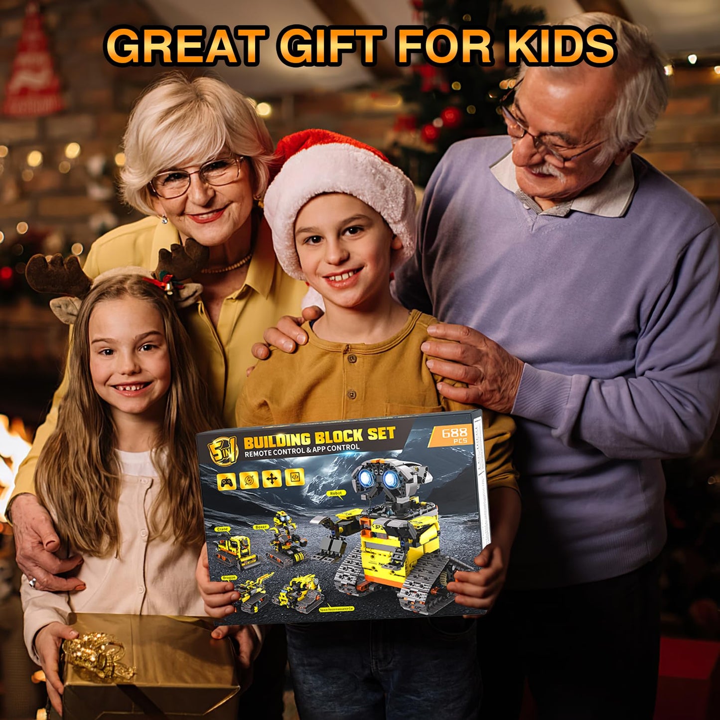 ADUSRIZ 5 in1 Stem Robot Building Kit for Kids Ages 8-13, 688 PCS Remote & App Controlled Dinosaur Car Building Toys for Kids Science Learning, Birthday Gifts for 8 9 10 11 12+ Years Old Boys Girls