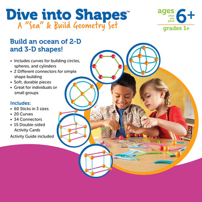 Learning Resources Dive into Shapes! A Sea and Build Geometry Set - Math Manipulatives, 3d Classroom Must Haves, STEM Games, Fine Motor Skills, Science Experiments for Kids, Building Supplies