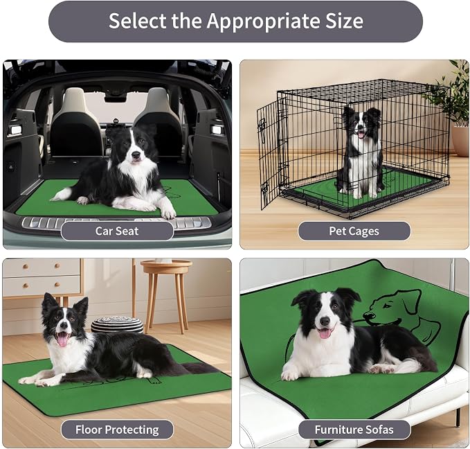 2 Pack Washable Pee Pads for Dogs 51"x52", Reusable Training Puppypads Absorbency Non-Slip & Leak-Proof for Pet Whelping Box Playpen Crate Sofa Bed Floors (Green)