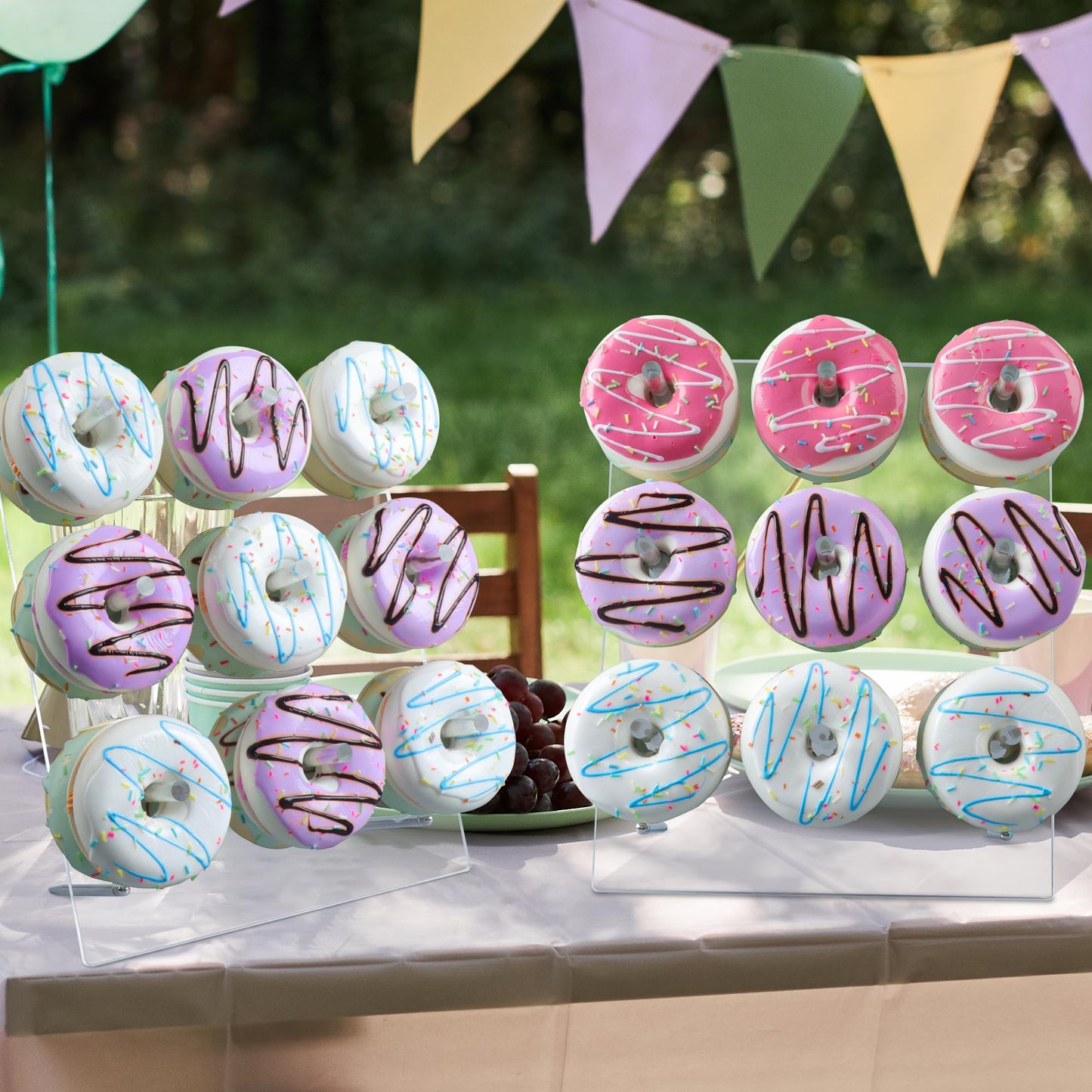 LoveDisplay Donut Wall, 2 Pack Acrylic Donut Stands for Dessert Table, 12 x 10 Inches, Perfect for Birthday, Wedding, Baby Shower, Christmas
